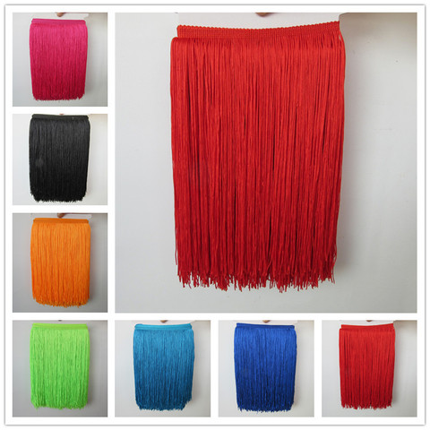 Wholesale 1 meter/lot 30cm Long Fringe Lace Tassel Polyester Lace Trim Ribbon Latin dance skirt curtain fringes for sewing ► Photo 1/6