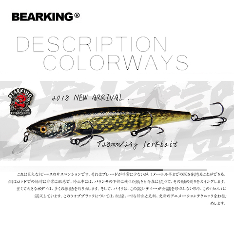 BEARKING perfect action 19 colors for artificial fishing lures bait 128mm 23g suspending minnow wobblers crankbait ► Photo 1/6