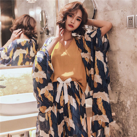 JULY'S SONG 4 Pieces  Soft Autumn Winter Women Pajamas Sets  Floral Printed Sleepwear With Shorts Female Leisure Nightwear Suit ► Photo 1/6