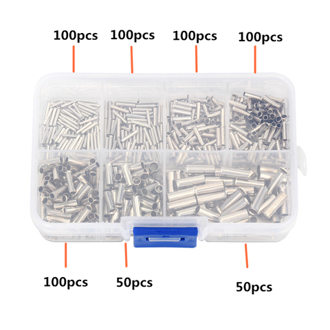 600Pcs Uninsulated Copper Terminal Bootlace Ferrules Cord End Electrical Cable Crimp Terminals For 0.5-6.0mm2 ► Photo 1/6