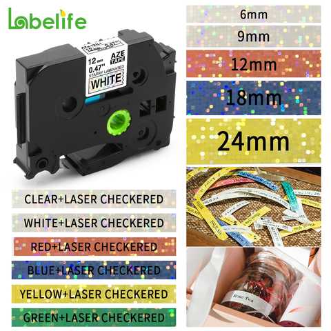 Labelife 1pack TZe-231L1 241L1 Compatible for Borther P-Touch Laser Checkered tape Label Printer PT-H100 Colorful Sparkling tape ► Photo 1/6