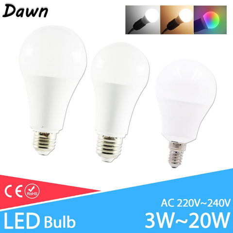 LED lamp Dimmable led bulb E27 E14 AC 220V 240V Smart IC Real Power lampada led 20W 18W 15W 12W 9W 6W 3W LED Bombilla Ampoule ► Photo 1/6