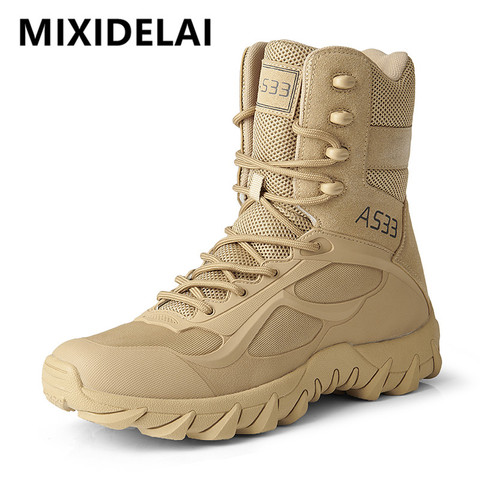 New Men High Quality Brand Military Leather Boots Special Force Tactical Desert Combat Men's Boots Outdoor Shoes Ankle Boots ► Photo 1/6