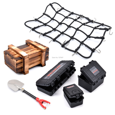 1/10 Car Mini Wooden Box Suitcase Luggage Net for Traxxas TRX4 SCX10 RC Crawler