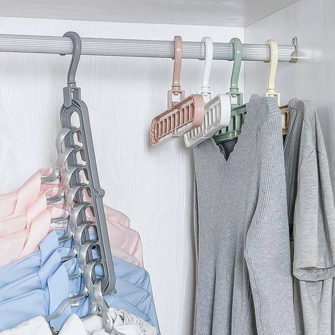 Multifunctional Clothes Hanger, Triangle 9 Holes Closet Storage