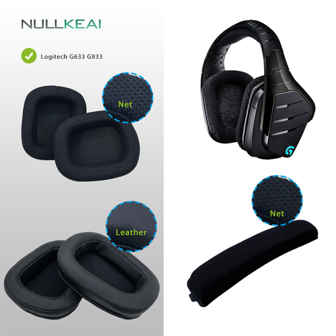 NULLKEAI Replacement Parts Earpads For Logitech G633 G933 Headphones Earmuff Cover Headband Cushion Cups Sleeve pillow ► Photo 1/6