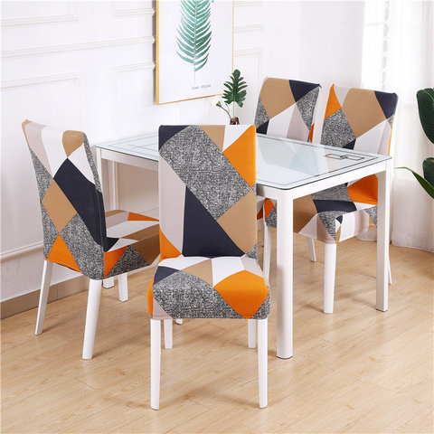 Geometry Chair Cover Dining Elastic Chair Covers Spandex Stretch Elastic Office Chair Case Anti-dirty Removable 1/2/4/6piece ► Photo 1/6