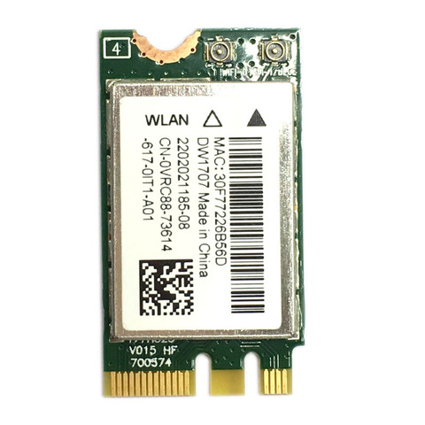 FOR Dell Wireless DW1707 WLAN WiFi 802.11 b/g/n + Bluetooth 4.0 NGFF Card VRC88  Latitude 3340 E5250 3550 E7250 E7450 ► Photo 1/3