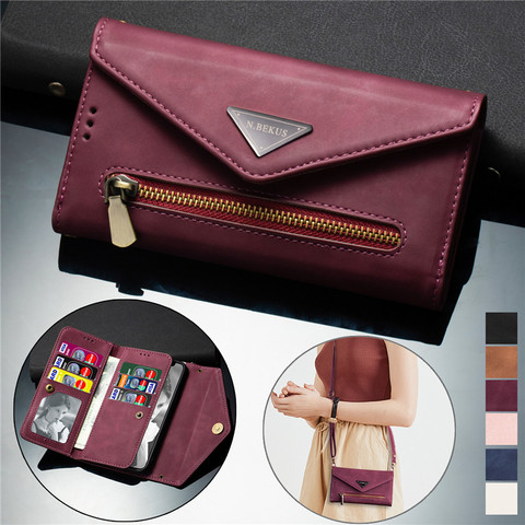 Crossbody Leather Case For Samsung Galaxy Note 20 Ultra 10 9 8 Wallet Cover For Samsung S21 S20 FE S10 S9 Plus Coque Etui Hoesje ► Photo 1/6