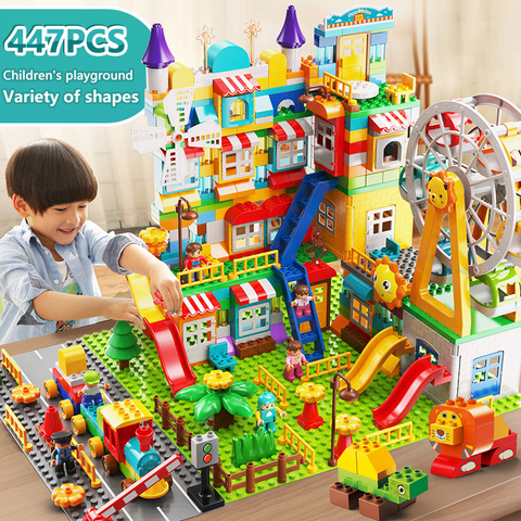 171-269PCS Marble Race Run Big Block Compatible Duploed Building Blocks Funnel Slide Blocks DIY Big Brick Toys For Children Gift ► Photo 1/6