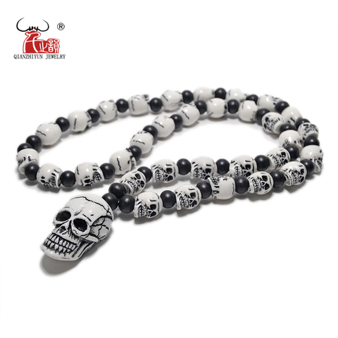 FX802 Hot Imitation bone necklace non-mainstream man sautoir skull beaded necklace Europe United States hip hop pendant necklace ► Photo 1/6