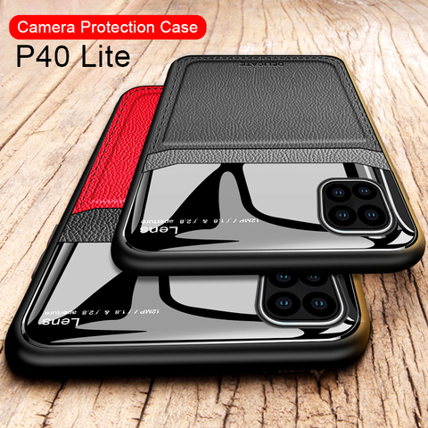 p40lite leather mirror case For Huawei p40 lite glass cases camera Lens cover Shell huwei p 40 light jny-l2a coque capa fundas ► Photo 1/6