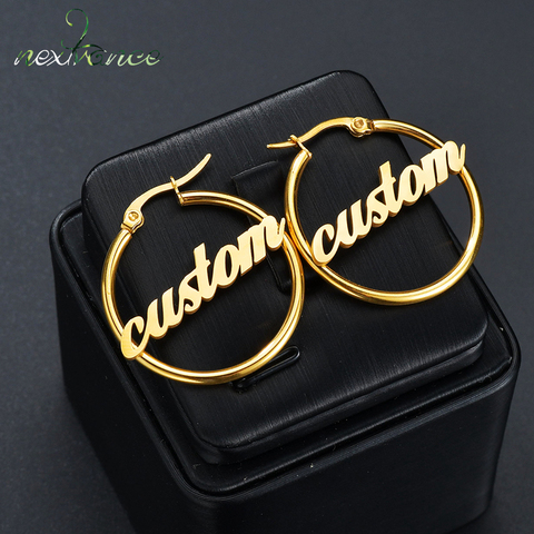 Nextvance  High Quality Personalized Name Drop Earrings Customize Namplate ID Dangle Earring Women Stainless Steel Party Gift ► Photo 1/6