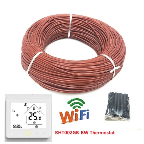 100m Infrared Heating Cable 12K 33ohm/m Silicone Carbon Fiber Heating Wire for Warm Floor with Temperature Controller Thermostat ► Photo 1/6