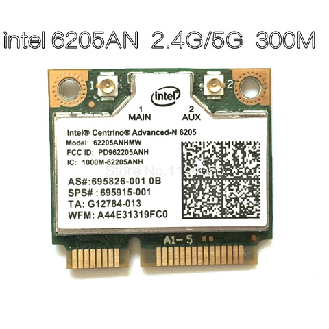 Wireless Card Adapters for Intel Centrino Advanced-n 6205 62205an 62205hmw 300 Mbps WiFi Mini pci-e 2.4 / 5 GHz ► Photo 1/6