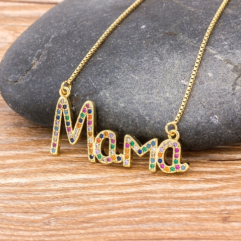 Elegant Mother's Day Gift MaMa Letter Name Pendant Chain Necklaces  Copper Cubic Zirconia Necklace Jewelry Gift for Women ► Photo 1/6