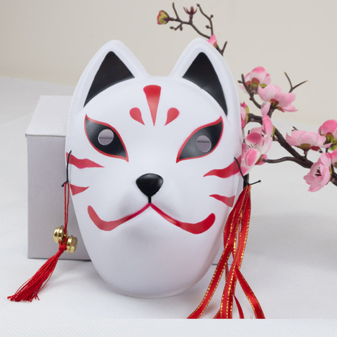 Full Face Japanese Fox Mask Kitsune Cosplay Masks Masquerade Fox Masks Japanese Mask PVC Festival Kabuki Masks Cosplay Costume ► Photo 1/6