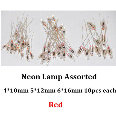 60pcs Neonlight Indicator Light Sign Lamp Assorted 4*10mm 5*12mm 6*16mm 20pcs each Red Vermelho Neon Light Lampada Bulb ► Photo 1/3