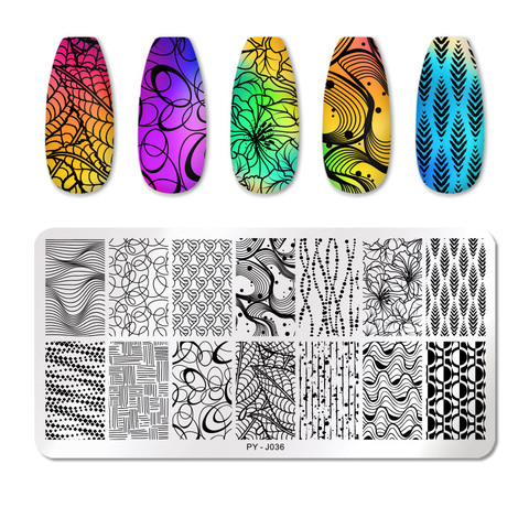 PICT YOU Nail Stamping Plates Line Nail Art Plate Pictures Stencil Stainless Steel Stamping Nail Template Nail Design Tools ► Photo 1/6