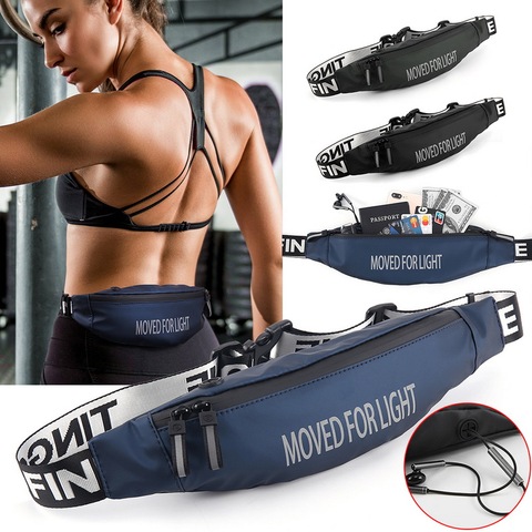 Ship in 24h Unsex Fanny Pack Black Waterproof Money Belt Bag Men Women Sports Travel Wallet Belt Male Waist Bags Case for Phone ► Photo 1/6