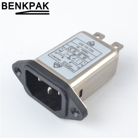 IEC 320 C14 Male Socket Panel Mount Power Line power EMI filter 10A 125/250V  Connector ► Photo 1/6