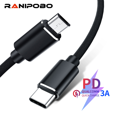 USB Type C To Micro Usb Cable For Samsung Galaxy S7 S6 Android Fast Charging Mobile Phone Charger Cord For Huawei USB PD Cable ► Photo 1/6