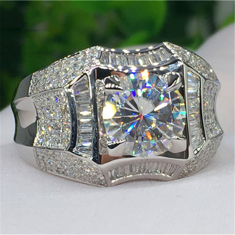 Luxury Solitaire Male 1ct Lab Diamond cz Ring 925 sterling silver Engagement Wedding band Rings for men Gemstones Party Bijou ► Photo 1/5