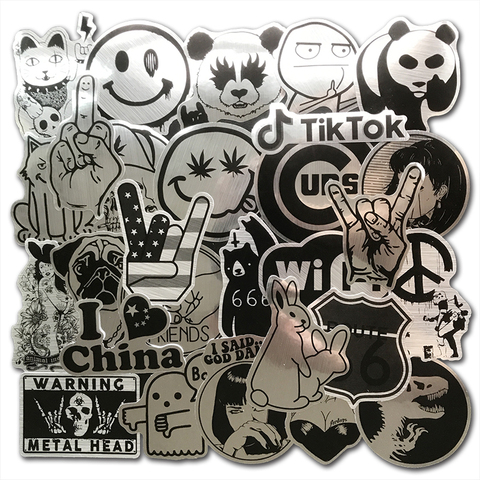 100PCS/Lot Metallic Black and White Stickers Punk Cool Sticker for  Skateboard Laptop Luggage Car Styling Guitar Sticker Decals - Price history  & Review, AliExpress Seller - MR. POOL TOY Store