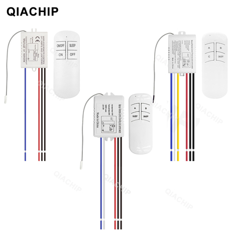 QIACHIP Wireless Remote Control Light Switch 220V Receiver Transmitter ON/OFF Digital 1/2/3 way Wall Remote Control Switch Lamp ► Photo 1/6