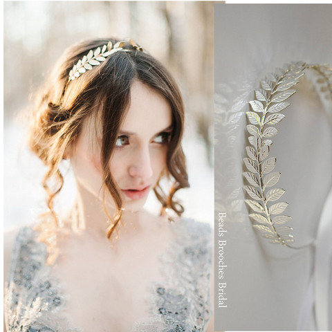 New Fashion Bride beautiful simple generous metal Leaves leaf crown hair band headband Women girls hair Accessories Headdress ► Photo 1/6