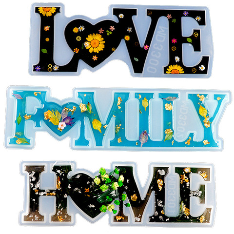 LOVE & HOME Sign Letter Silicone Mold  Epoxy Resin Molds Casting Tools Letters Shape Mould Jewelry DIY Handmade Pendant Crafts ► Photo 1/6