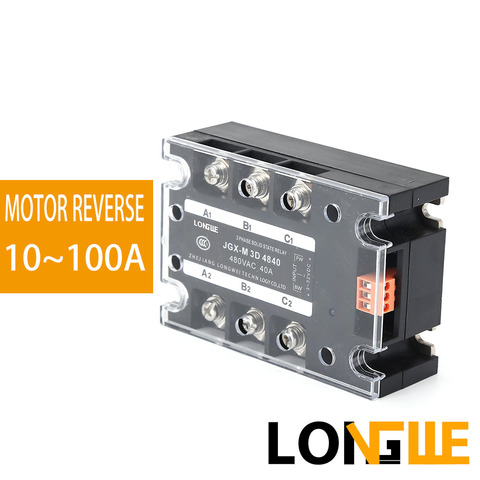 LONGWE Three-Phase Motor Reversing Control Module SSR 10A-100A 32VDC Control 24-480VAC CE DC Forward & Reverse Solid State Relay ► Photo 1/5