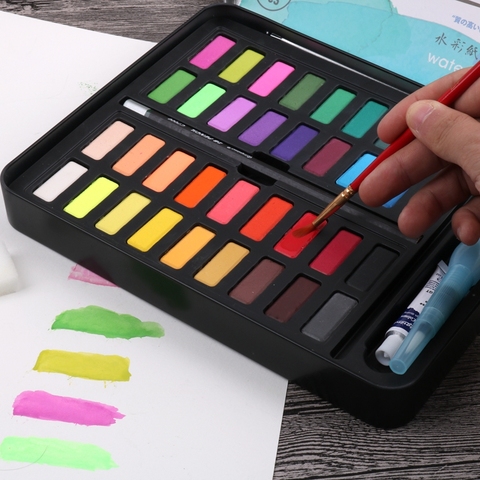 36 Portable Soild Watercolor Set With Water Brush Pen Professional Water color Travel Set Watercolour Paints Artist Pigment ► Photo 1/6