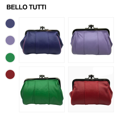 BELLO TUTTI Coin Purse Money Clip Original Women Card&ID Holder Key Small Wallet Metal Hasp Genuine Leather Sheepskin Change Bag ► Photo 1/6