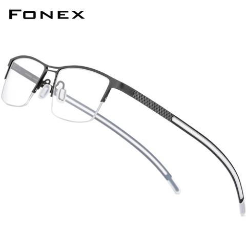 FONEX B Titanium Glasses Frame Men New Prescription Eye Glasses Semi Rimless Square Eyeglasses Myopia Optical Eyewear 872 ► Photo 1/6