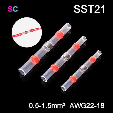 Heat Shrinkable Wire Connectors 10/20/50PCS SST21 Waterproof Sleeve AWG22-18 Butt Electrical Splice Tinned Solder Seal Terminal ► Photo 1/6