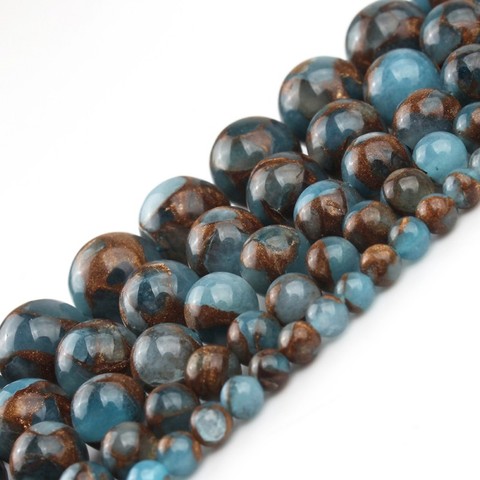 Natural Lake Blue Cloisonne Stone Round Loose Beads For Jewelry Making 6 8 10 mm Pick Size 15inches DIY Necklace (F00594) ► Photo 1/6