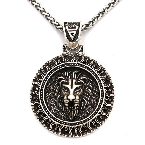 Nostalgia Lion Head Slavic Veles Sun Symbol Pendant Viking Necklace Men Women Amulet Talisman Jewelery ► Photo 1/5