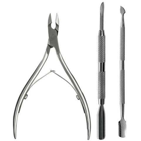3pcs/set Trimming Professional Fingernail Stainless Steel Pusher Cutter Art Cuticle Scissors Cuticle Clipper Manicure Tools ► Photo 1/5