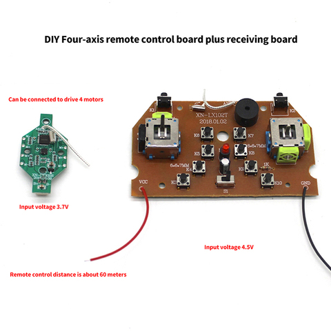 DIY 2.4G Remote Controller Board + Receiver Board Kit 3.7V Receiver Transmitter Radio System for DIY RC Airplane Toy Quadcopter ► Photo 1/5