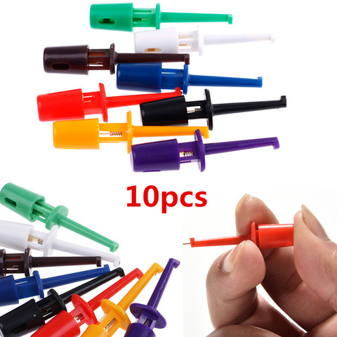 Hot! 10PCS Mini Single Test Hook Clips Test Probes For Electronic Testing IC Grabber Large Round Crocodile Clips Hook Test Clips ► Photo 1/6