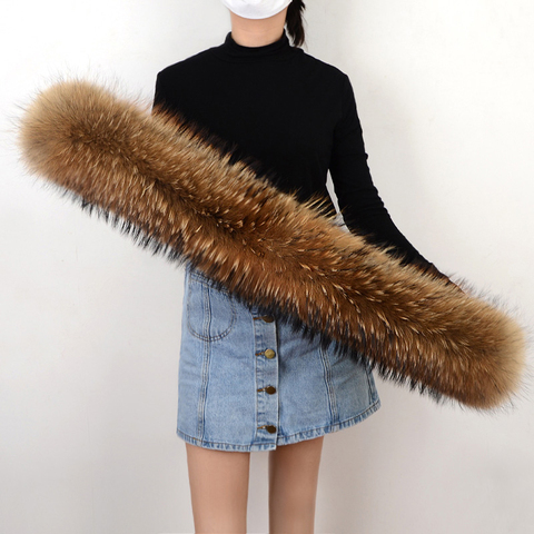 Winter 100% natural raccoon fur collar and women's Raccoon scarf fashion coat sweater scarf large neckline hat scarf ► Photo 1/1