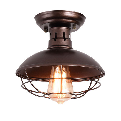 American retro industrial light Black iron ceiling lamp single head stair corridor balcony lamp E27 ceiling lighting fixture ► Photo 1/6