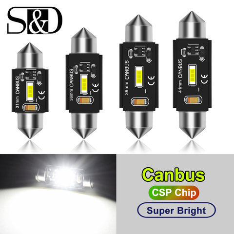 C5W LED CANBUS C10W led bulb Festoon 31mm 36mm 39mm 41mm CSP Car Interior Dome Lamp License Plate Reading Light White 12V ► Photo 1/6