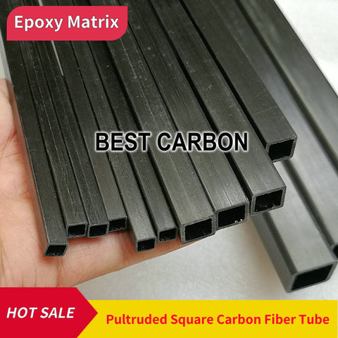 FREE SHIPPING SS OD 3mm 4mm 5mm 6mm 7mm 8mm 10mm 13mm 20mm 40mm , 500mm length S-S Pultruded Square Carbon Fiber Tube ► Photo 1/3