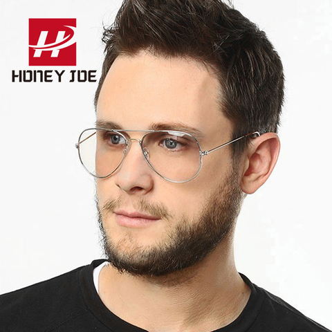 Retro Fashion Vintage Clear lens Glasses Men Women Metal Frame Unisex Big Oval Party Eyewear Pilot Aviation Geek Eye Glass Frame ► Photo 1/6