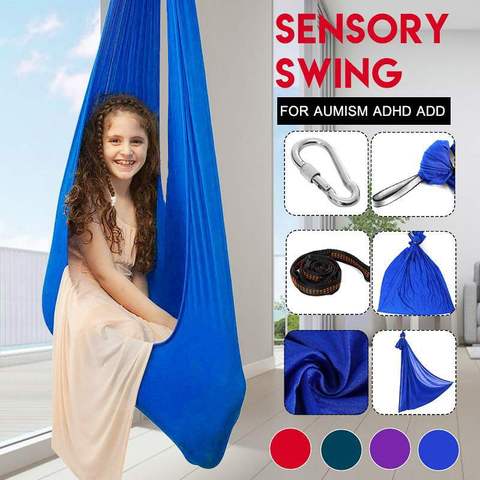 Kids Cotton Outdoor Indoor Swing Hammock for Cuddle Up To Sensory Child ADHD ADD Therapy Soft Elastic Parcel Steady Seat Swing ► Photo 1/6
