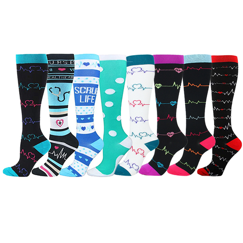 Men Women ECG Wave Compression Sport Socks Running Socks Compress Stockings Pressure Nylon Long Varicose Veins High Socks ► Photo 1/6