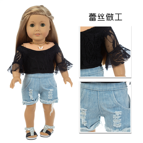 New  Off shoulder top and denim pants set  Fit For American Girl Doll 18 Inch Doll Clothes , Shoes are not included. ► Photo 1/6