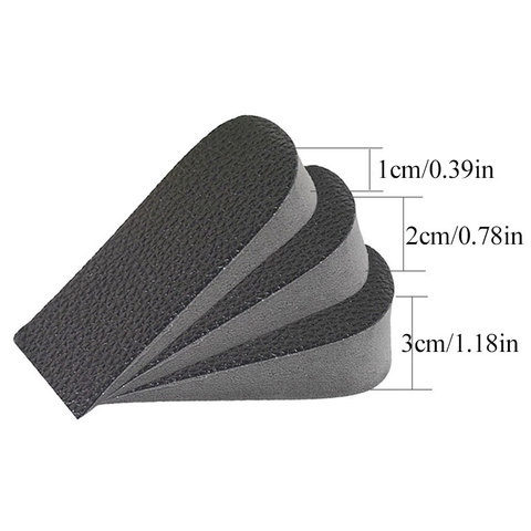 1Pair Unisex Heighten Half Insole Breathable Support Heel Shoes Pads Solid Black Shoe Insoles Pad For Women Men Increase Inserts ► Photo 1/6